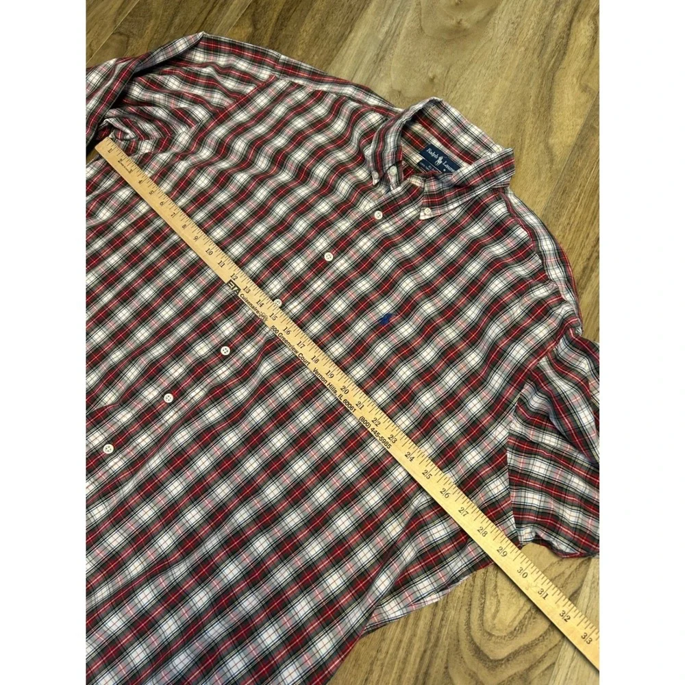 Polo Ralph Lauren Blake Shirt Mens XXL Red White Blue Plaid‎ Cotton Button Down